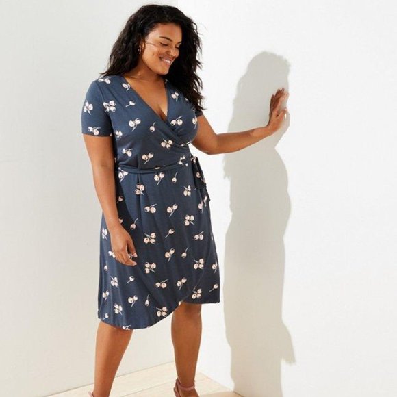 UNWORN Loft Plus Cherry Knit Wrap Dress
